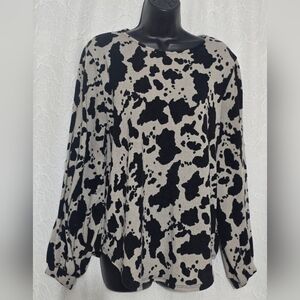 Bombom Women's  Sweater Cow Print Beige and Black Size XL